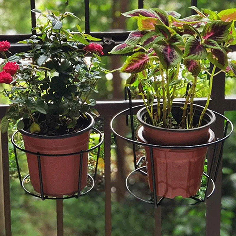 5Pcs Flower Rack Iron Art Stand Ornament Plant Garden Hanging Pot Holder Balcony Frame Railing Home Wall-Mounted Bracket