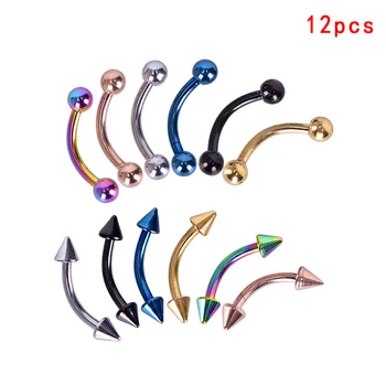

10PCS/12PCS Stainless Steel Eyebrow Ring Body Piercing Navel Ring Belly Button Earrings Lip Ring Piercing Jewelry