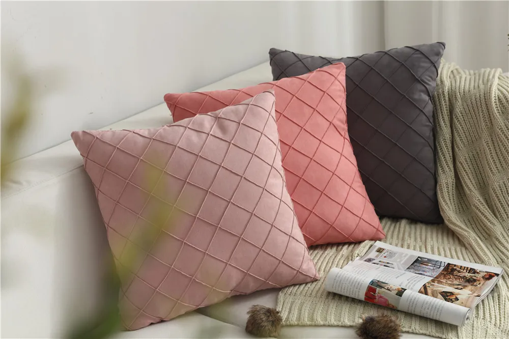 Cilected, современный скандинавский замшевый чехол для подушки, простые клетчатые Декоративные Чехлы для подушек для дивана 30*50/45*45 см, 1 шт