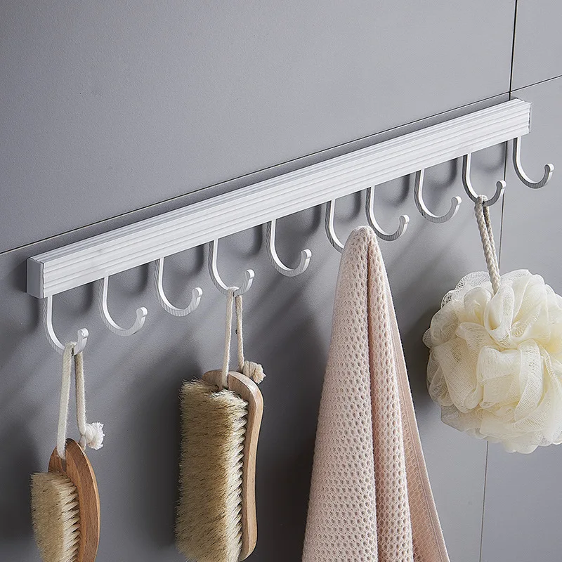 

Multifunctional Punch-free Wall Hanging Row Hook Pot Brush Bath Ball Towel Sundries Storage Rack Hanger for Kitchen Bathroom