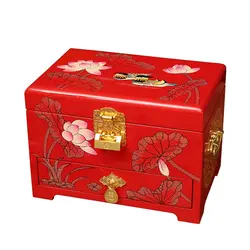 Деревянные Лаки 21x15x14 см китайский классический, ручной работы красная коробка 2 слоя коробка ювелирных изделий