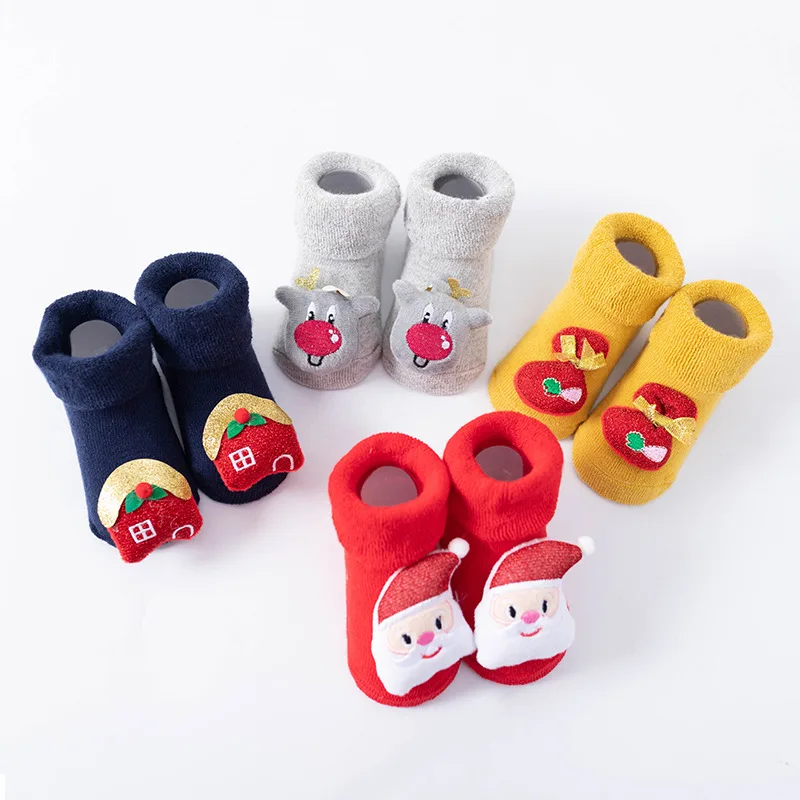 

Winter New Style Children's Christmas Socks Plush Thick Cartoon Warm Newborn Baby Socks Doll Baby Socks For Boys And Girls
