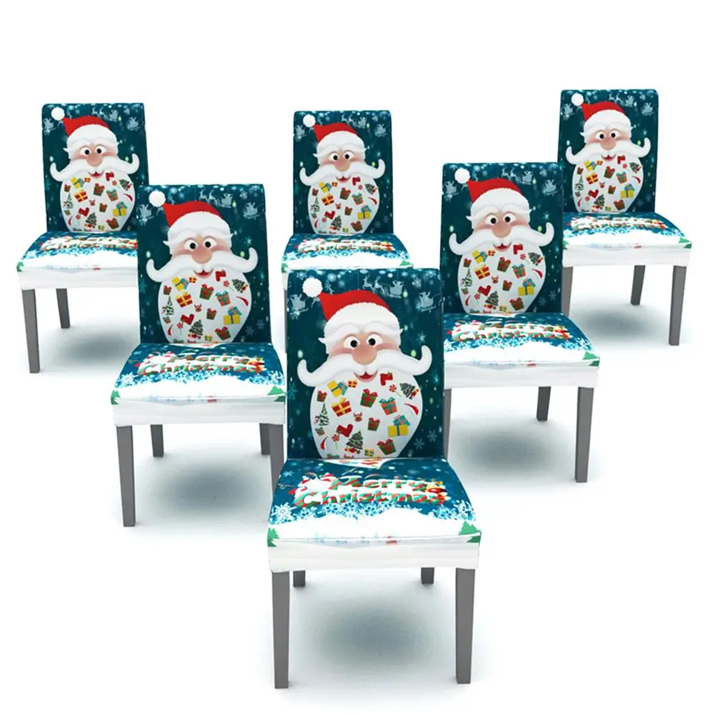 Рождество цифровая печать чехлы для стульев прямоугольная скатерть цельное платье на резинке для домашего обеденного стола обеденный чехлы для стульев