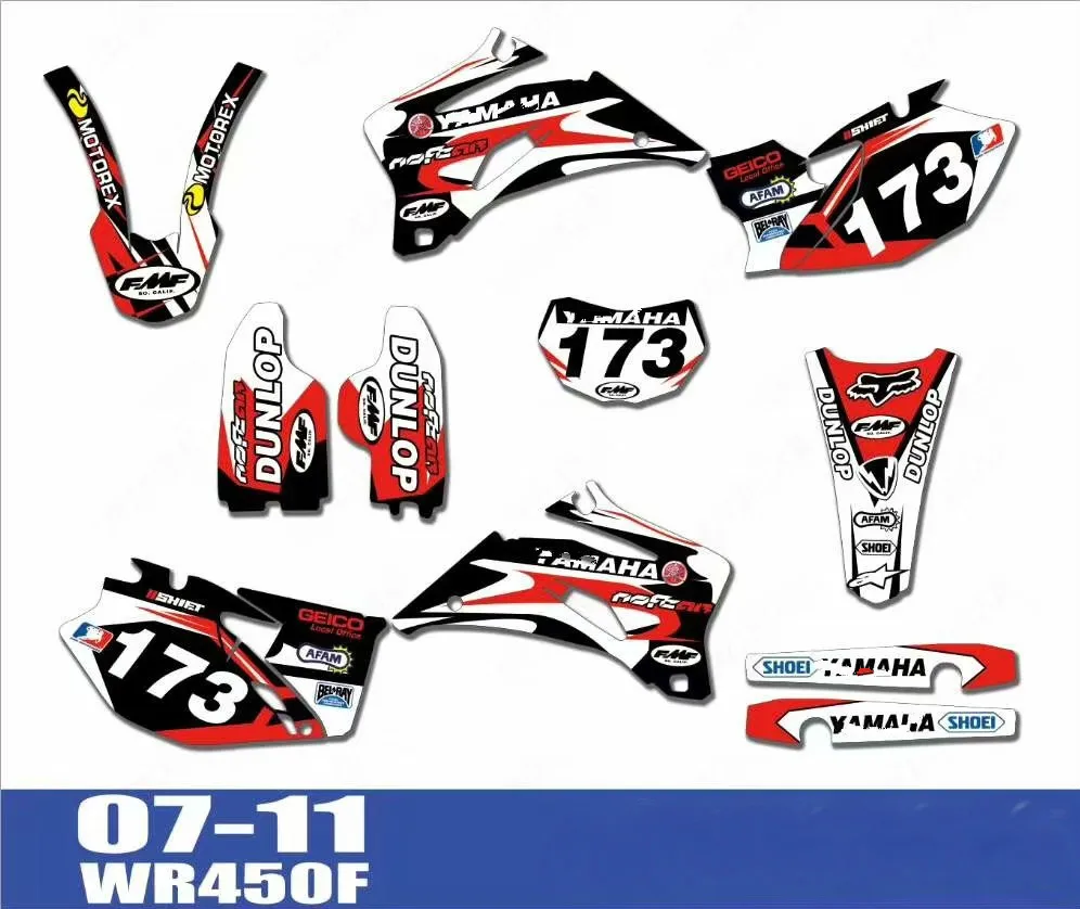 Графика фоны наклейки Наборы для Yamaha WR250F WR450F 2007 2008 2009 2010 2011 WR 250F WR 250F 450F WR250 WR450 F