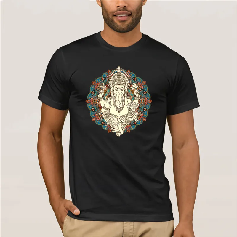 Fashion T shirtshort sleeve design Lord God Ganesha printed cool s shirtsMen Tshirt