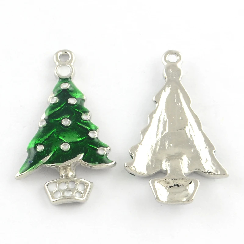 100pcs For Christmas Day Alloy Enamel Pendants Charms  for Making DIY Bracelet Necklace Jewelry Findings Decoration