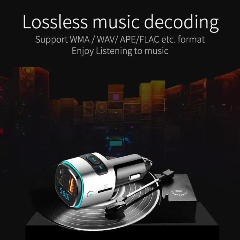 BC41 Bluetooth автомобильный комплект fm-передатчик MP3-плеер QC 3,0 двойное зарядное устройство USB