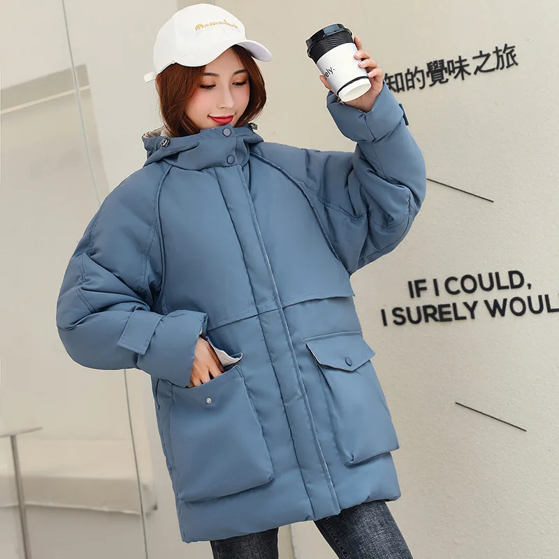 

2019 Korean-style New Style down Coat Student Loose-Fit BF Mid-length Cotton Coat Warm INS Dongdaemun Cotton-padded Jacket Fashi