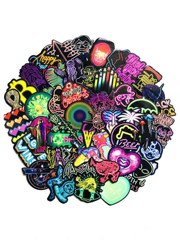 

75 Pcs Neon Light Sticker Gifts Toys For Children Anime Animal Cute Decals Stickers To Laptop Phone Suitcase Guitar Fridge Car