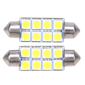 

1 Pair 41mm 5050 8SMD White Micro Led Car Auto Dome Lights Bulbs Reading License Plate Light Festoon Parking DC 12V