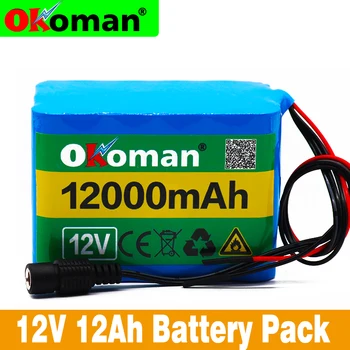 

Okoman high quality 12V 12Ah 18650 lithium battery 12.6V 12000mAh rechargeable battery with BMS for 75 W LED xenon lamp