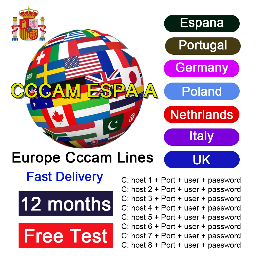 

Cccam Stable 3Lines server Europe Spain Portugal Germany cccams for Satellite Receiver clines FULL HD DVB-S2 for gtmedia v8 nova