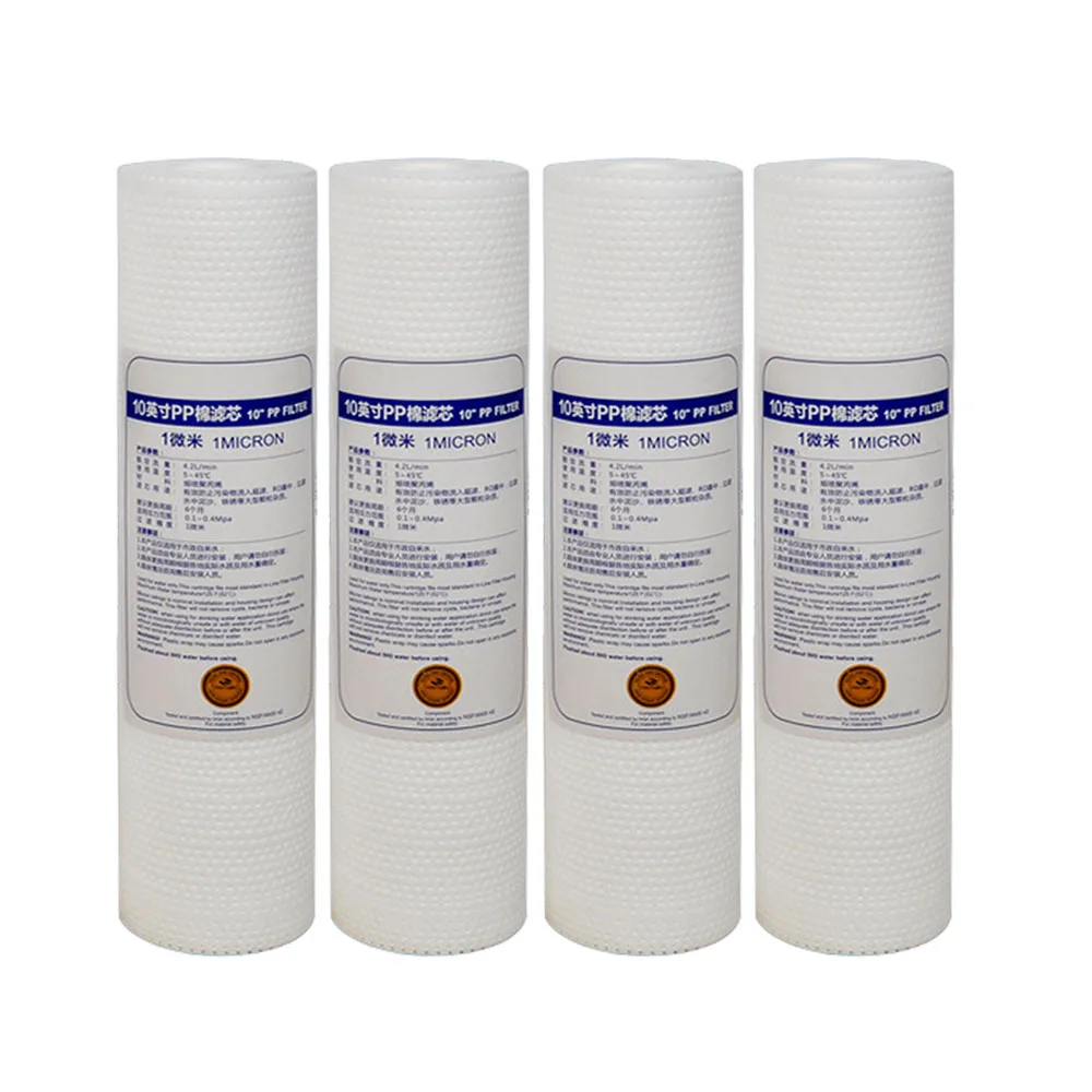 

New 4pcs PP Cotton Filter Water Filter Water Purifier 10 Inch 1 Micron Sediment Water Filter Cartridge System Reverse Osmosis