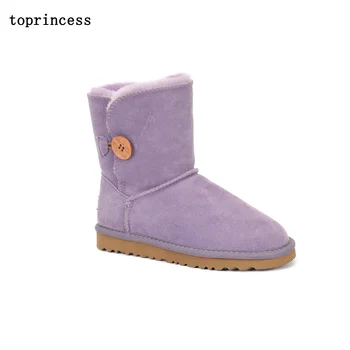 

ZX42-1 TOPRINCESS Classic One Button Ankle Winter Snow Boots For Women Fashion Designer Boots Water-proof Snow Boots Fashion