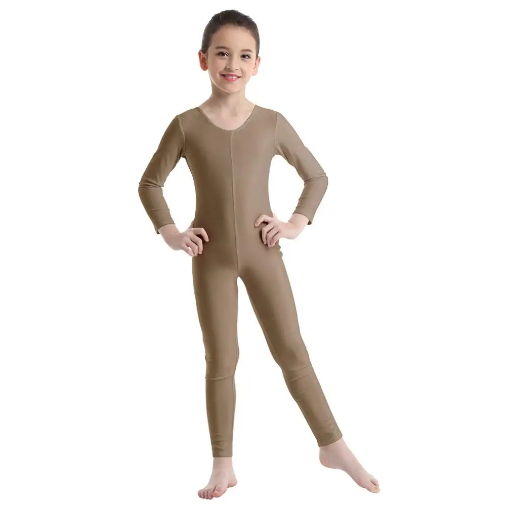 Детский гимнастический купальник для девочек, Купальник для танцев, костюм для катания на коньках, балетный купальник, детский комбинезон, Одежда для танцев - Цвет: Brown