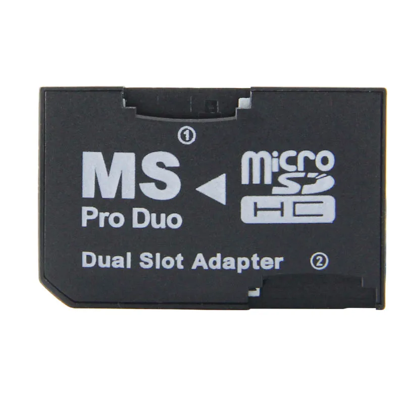 Dual 2 Slot Micro Memory TF To Memory Stick MS Card Pro Duo Adapter For PSP 4