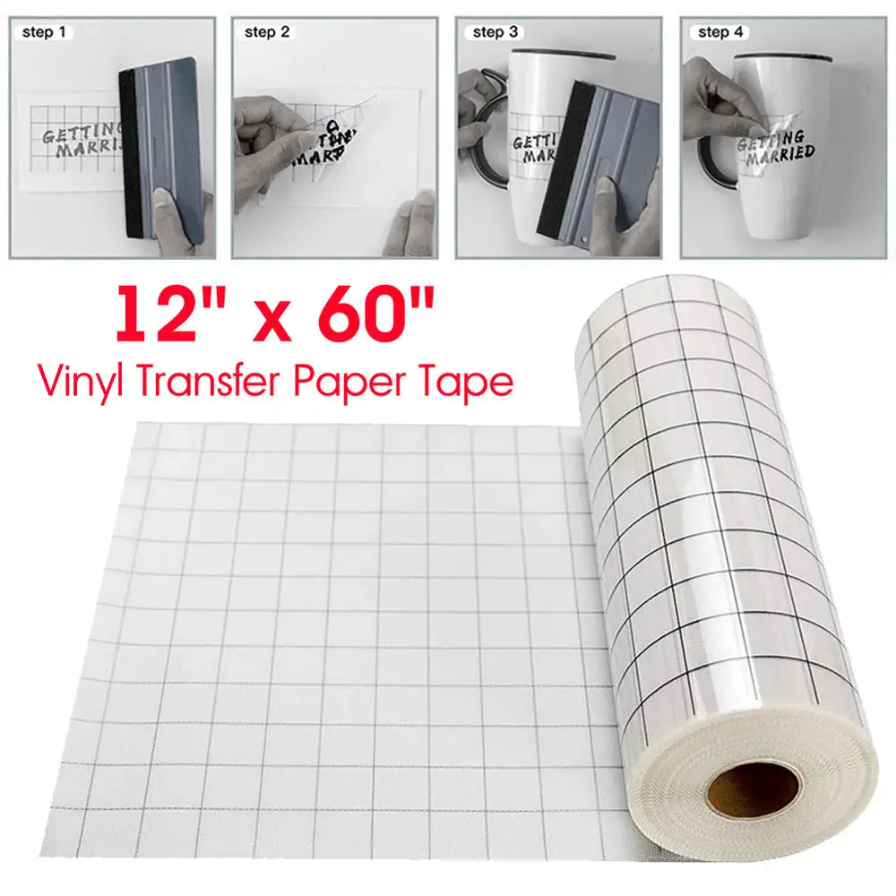 12 X 60inch Vinyl Transfer Paper Tape Roll Cricut Adhesive Clear Alignment  Grid Adhesive Hotfix Paper Positioning Papers - Decorative Films -  AliExpress
