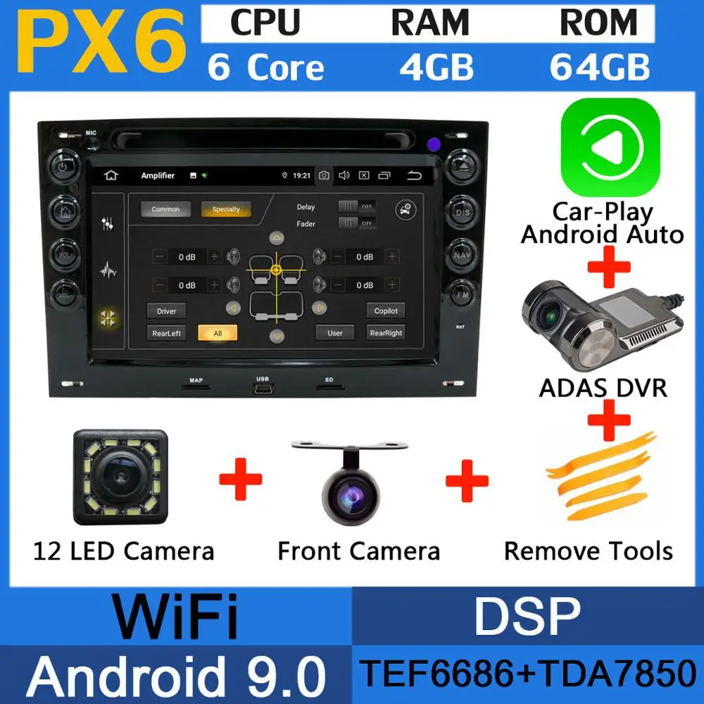 5 USB порт PX6/Восьмиядерный Android 9,0 автомобильный dvd-плеер для Renault Megane 2 ii 2003-2010 Автомобильный gps Радио DSP Android авто мультимедиа - Цвет: PX6-Adas-Carplay