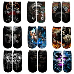 Lord Of Death Skull/Poker Skulls On The Blue Fire Socks 3d Printed Men For Women Funny socks fashion summer spring ankle Socks