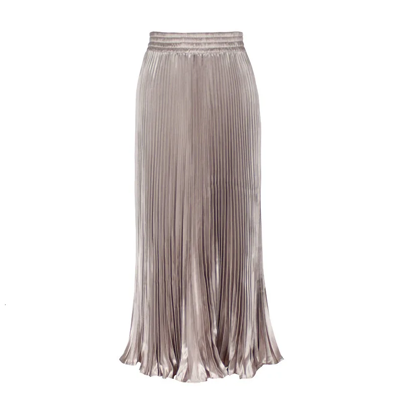 2019 Spring Summer Chic Solid Color Pleated Skirt Long Women Korean Sexy Ladies Clothes Elegant Office Jupe Maxi Big Size Skirts |