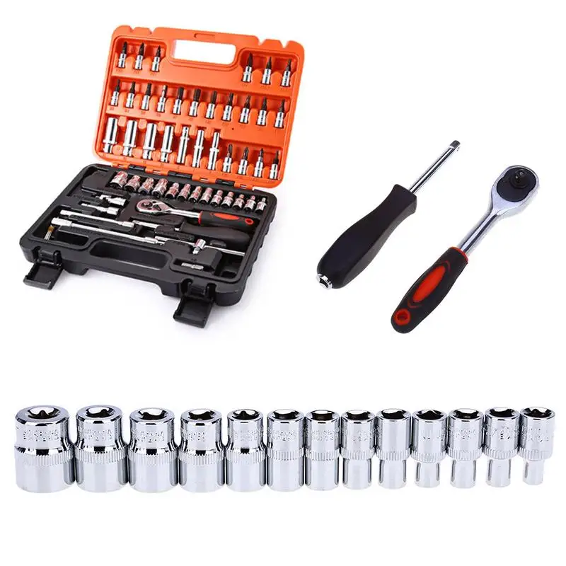 

53pcs Wrench Set Car Repair Tool Sets Batch Head Ratchet Pawl Socket Spanner Screwdriver Socket Set Combination Tool