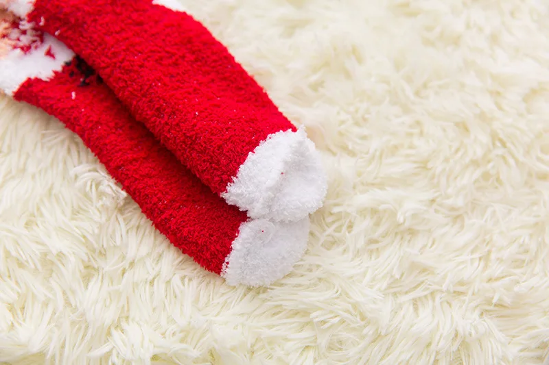 Осенние и зимние теплые рождественские носки для женщин, модные кавайные коралловые пушистые носки для женщин 101904