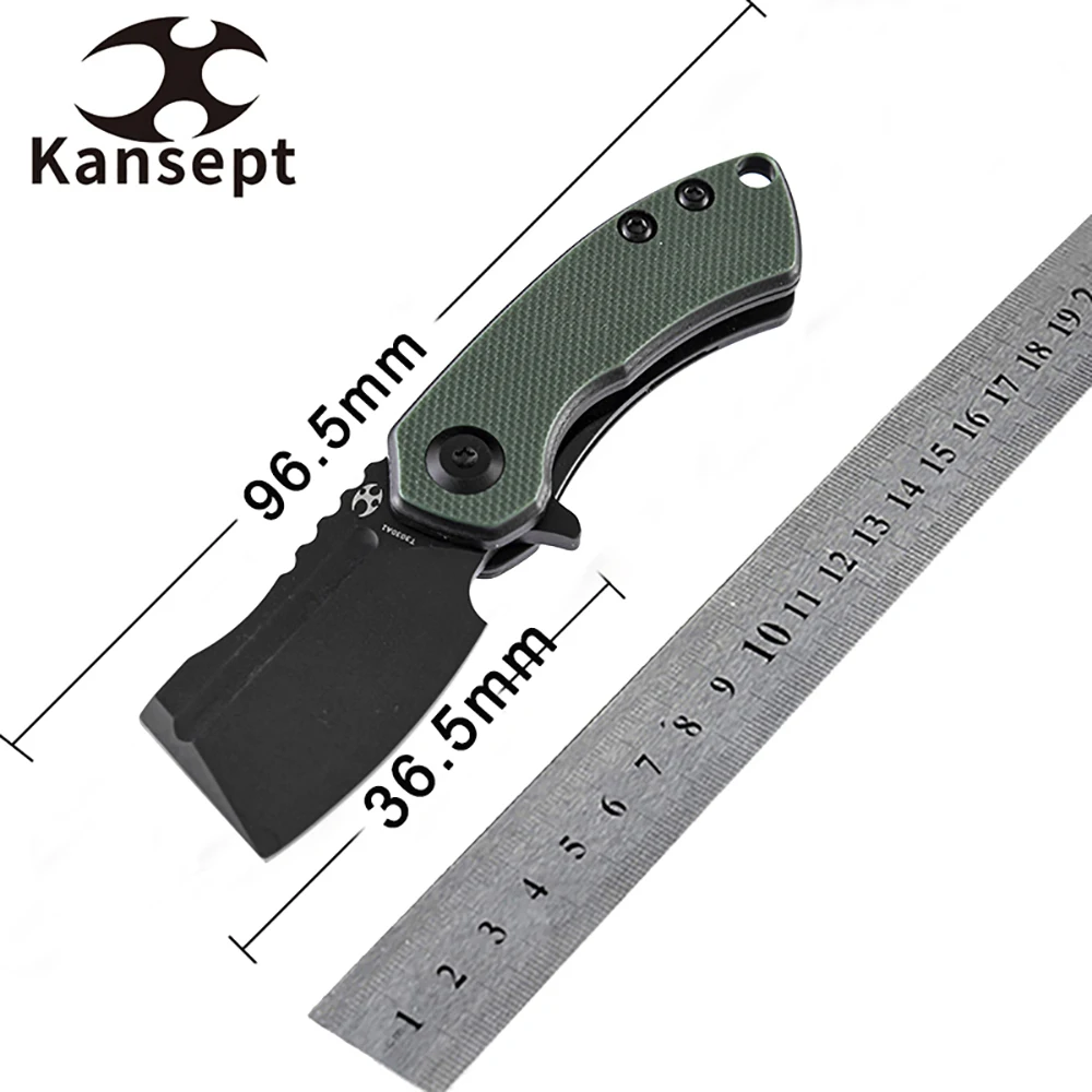 

Карманный нож kansepmini Korvid T3030A1, стружки до 3 дюймов с черным покрытием, 154 см, с зеленой и черной ручкой G10 для повседневного ношения