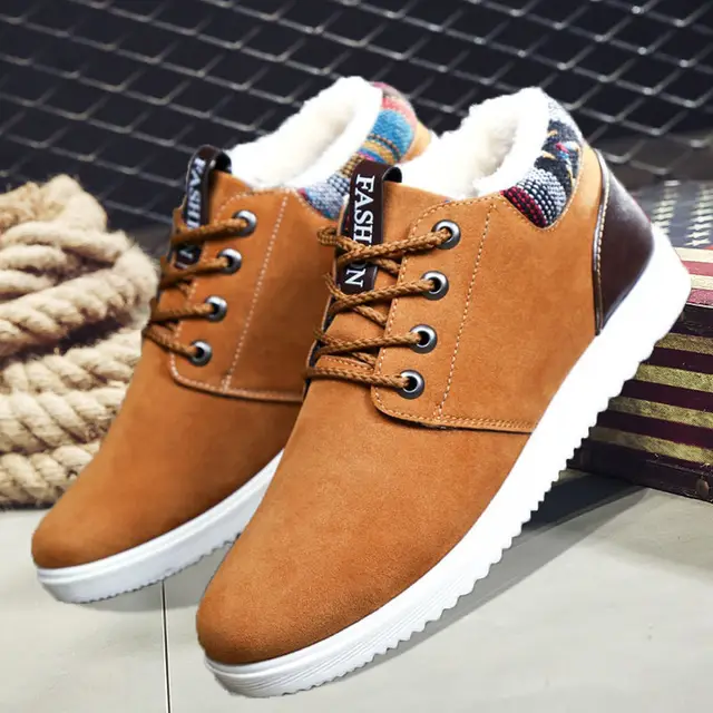 Botines cálidos de invierno para hombre, zapatos informales de algodón y  felpa, | eBay