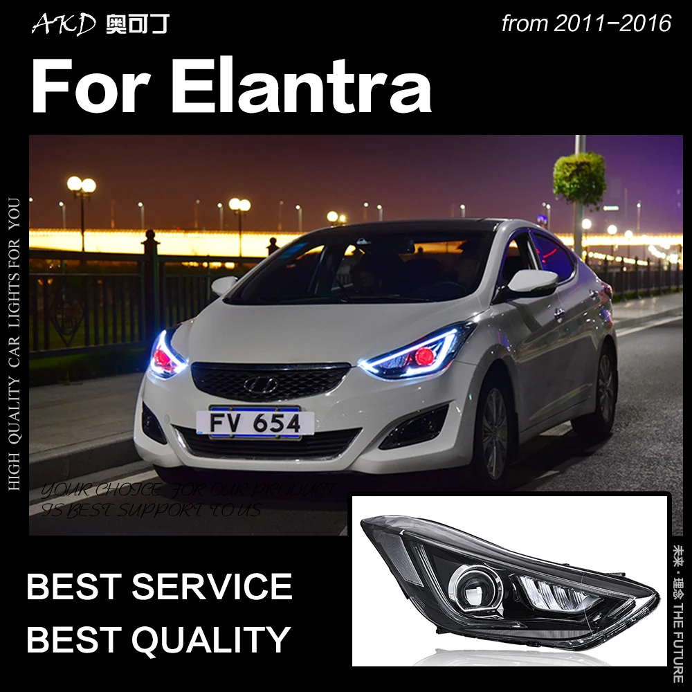 АКД стайлинга автомобилей фара для Hyundai Elantra светодиодный фар 2011 2016 дальнего