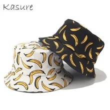 KASURE Двусторонняя Панама с принтом бананов для рыбалки, уличные Панамы в стиле хип-хоп, женские и мужские летние солнцезащитные кепки