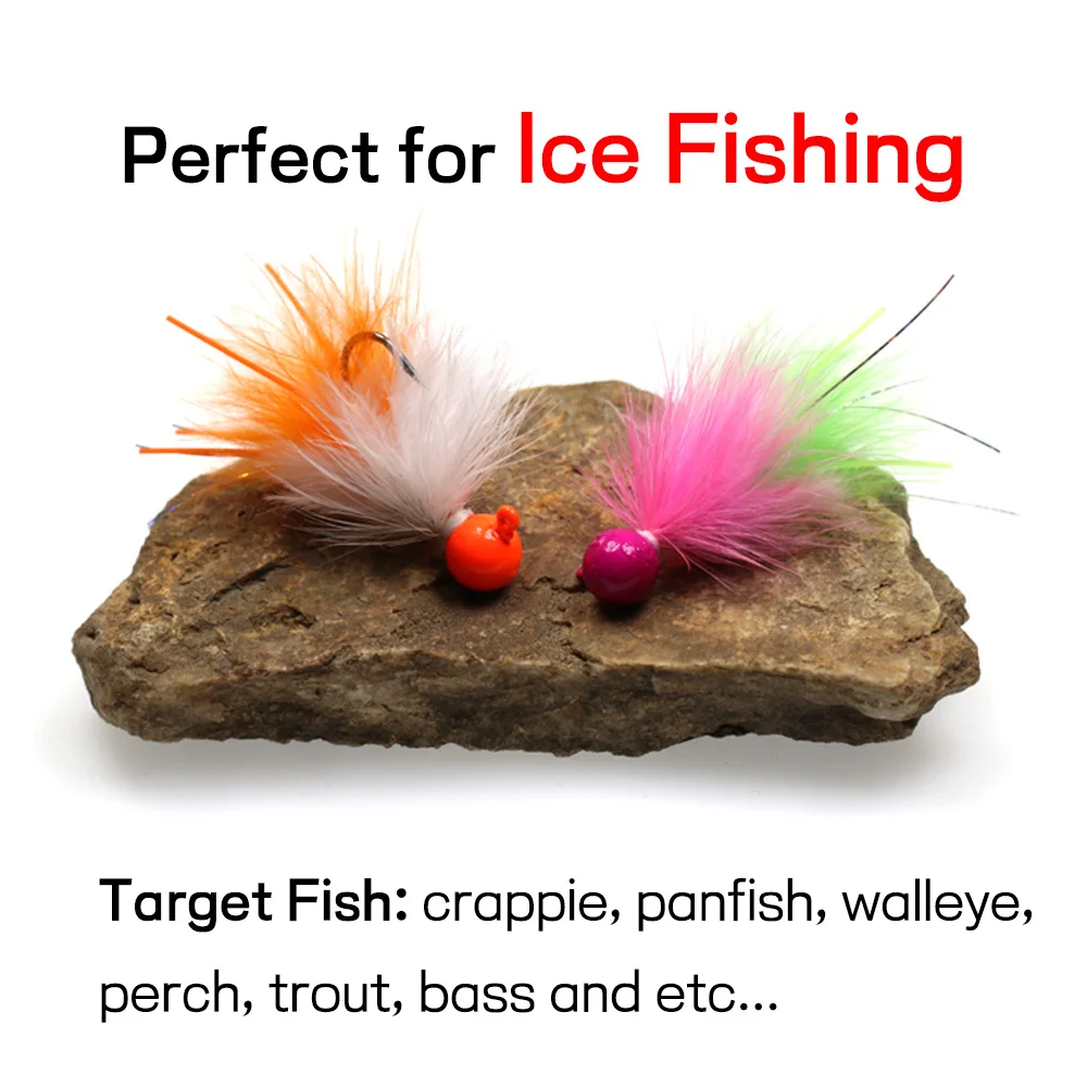 4pcs UV Orange Rose Jig Head Jigs Marabou Feather 5