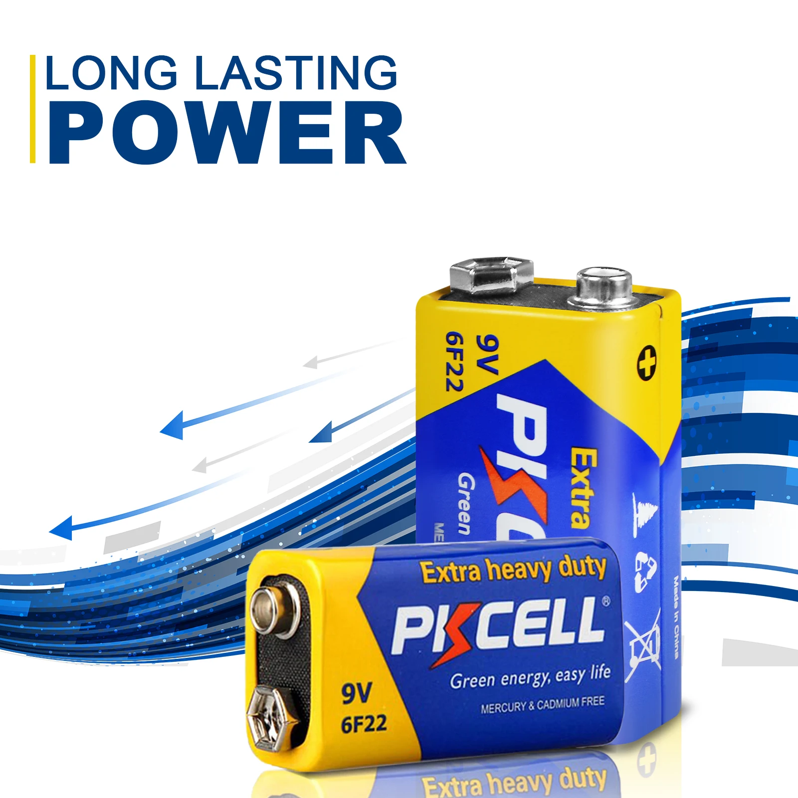 PKCELL 10Pcs 9V 6F22 Alkaline battery disposable battery super heavy duty dry batteries for infrared thermometer pinpointer metal detector