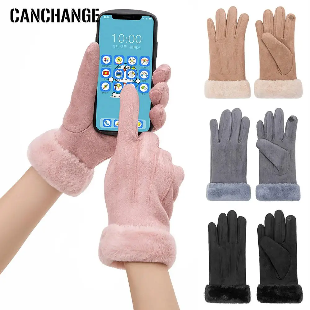 Женские зимние перчатки CANCHANGE мягкие теплые плотные варежки с сенсорным экраном