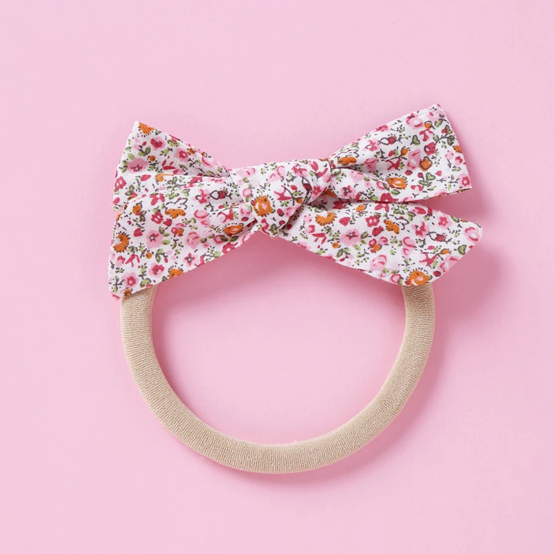 

Baby Girl Headband Floral Printing Children Hair Bows Hairbands Elastic Toddler Cotton Headbands Infant Traceless Accessories