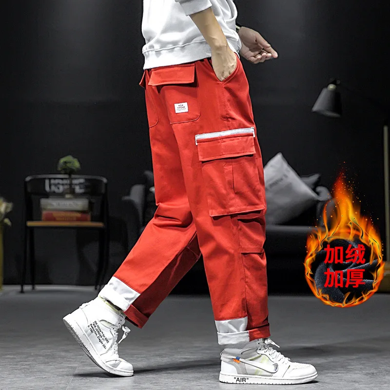 

2019 Hk67 plus Velvet Japanese-style Interior Large Size Contrast Color Harem Pants with Velvet M-5x Hk1167-