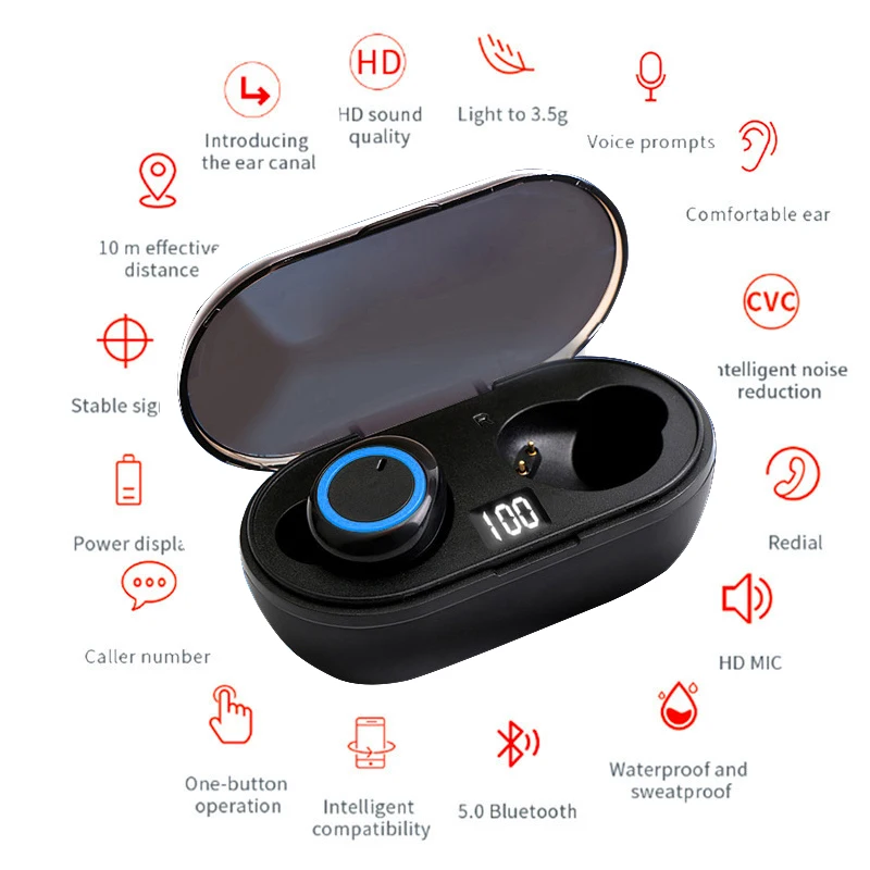 2021 НОВЫЙ Y50Pro TWS Bluetooth-наушники 5.0 Беспроводная гарнитура Водонепроницаемые