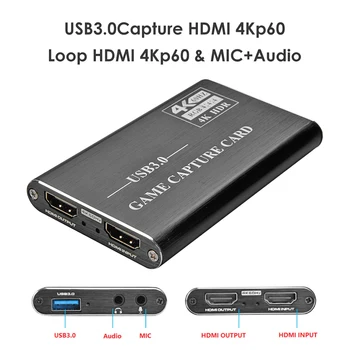 

4K HDMI Game capture Card USB3.0 1080P Video Grabber Dongle for Live Streaming Broadcast Recording Black Grey Blue
