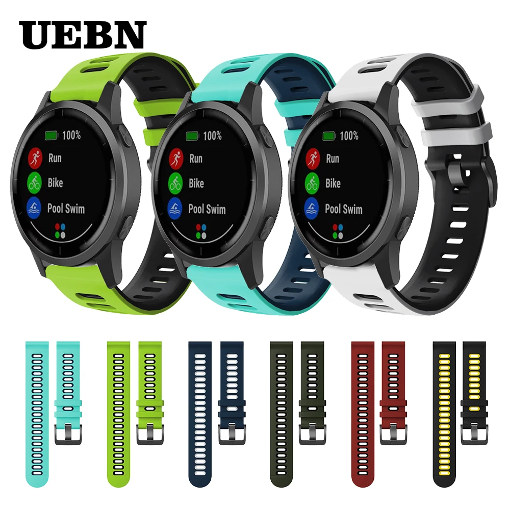 Силиконовый ремешок UEBN 20 мм 22 для Garmin Vivoactive 3 4 HR подарок Активный браслет Move Forerunner