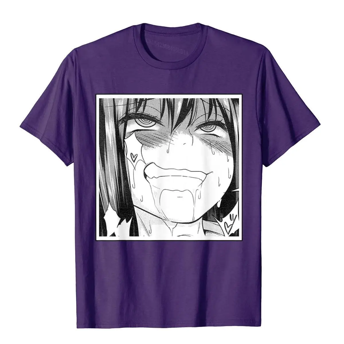Ahegao Anime Hentai Funny T-Shirt__B11200purple