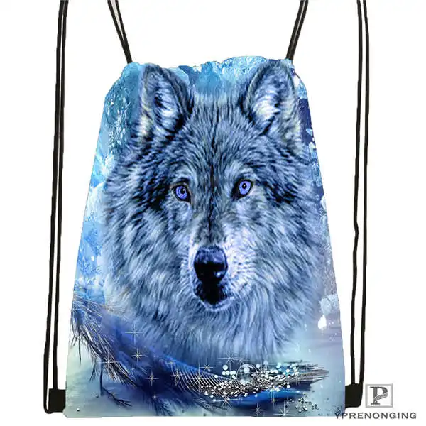 Drawstring Backpack Custom wolf_moon_by_kyghost походная сумка на шнурке милый рюкзак для детей(черная спинка) 31x40 см#180611-03-107 - Цвет: Drawstring Backpack