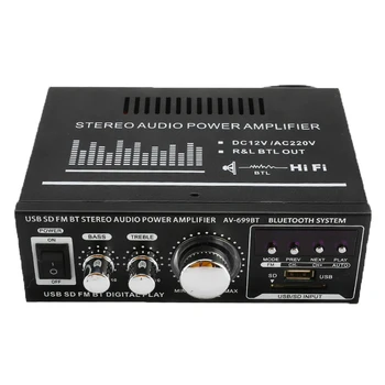

400W 2 Channel Bluetooth Car Power Amplifier 12V/220V Mini Home HiFi Stereoo Audio Amplifier USB SD FM Radio with Remote Control