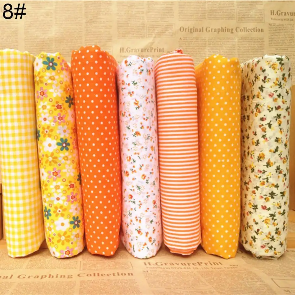 퀼팅 패브릭 코튼 DIY 공예 바느질 세트, 꽃무늬, 수제 액세서리, 옥양목 패치워크 바늘 실, 세트 당 7 개, 40% 할인
