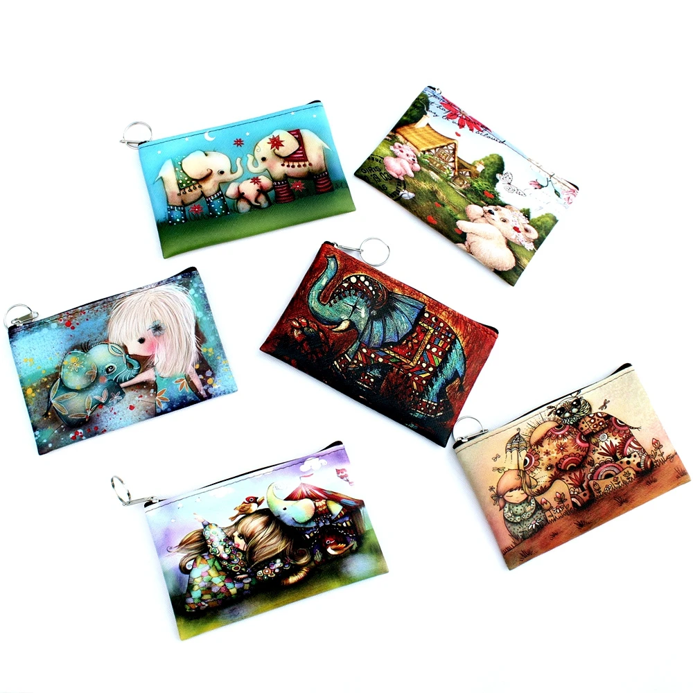 Coin Purse Owl Elephant giraffes Print For Women Cartoon Zero Wallet Ladies clutch change purse Zipper coins bag pouch coin purse coin wallet plush coin purse