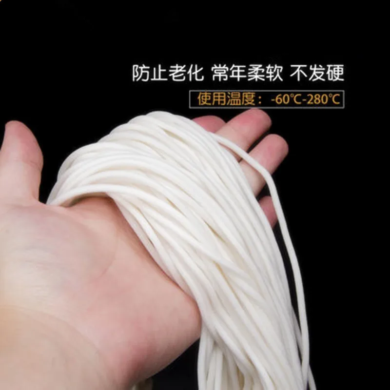 Foamed Silicone Rubber Seal Strip Silicon Sponge Cord Round Solid VMQ Dia.1 2 3 4 4.5 5 6 7 8 9 10 11 12-30