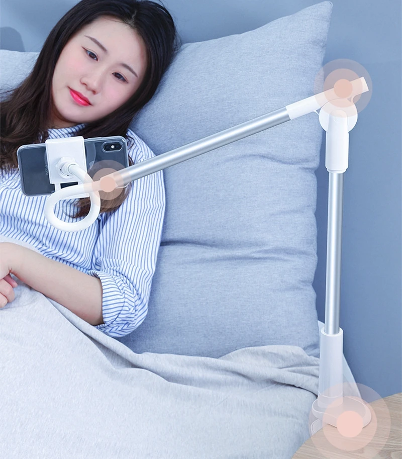 2 Section Arms Lazy Mobile Phone Holder Foldable 360 Rotatable Tableside Bedside Bracket for Phone Stand Holder