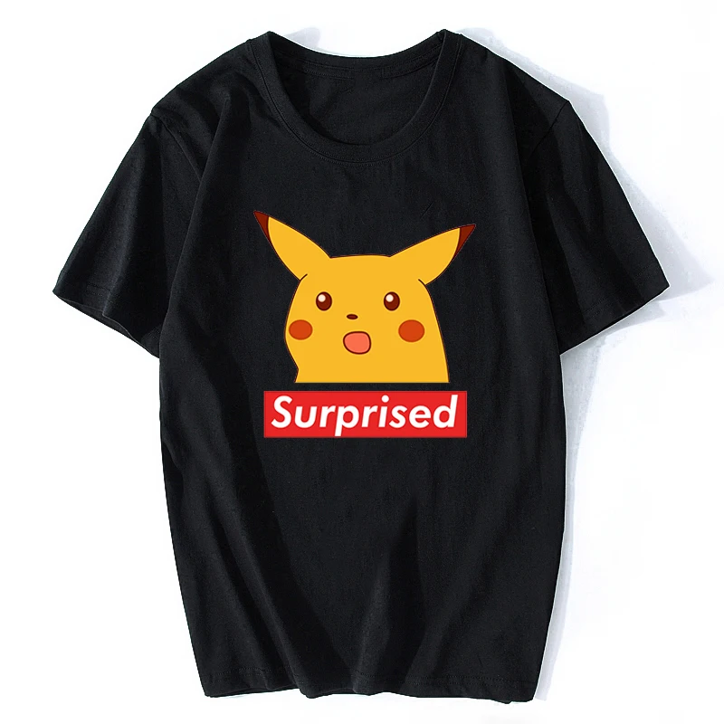 

Surprised Pikachu Vaporwave Japanese Cotton Men Cool Anime Pokemon T-shirt Aesthetic Harajuku Streetwear Summer Tops Men