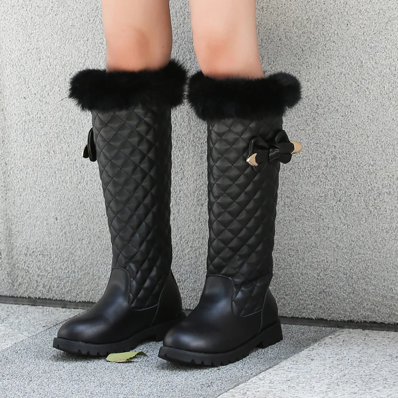 

Girls Knee-high Boots Kids Fashion Boots Children Winter Shoes for Girls PU Leather Bow-knot Sweet Kids Boots Girls