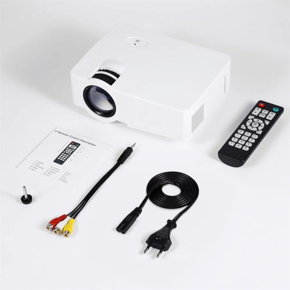 E08S Mini Portable Projector 200 Lumen 800 x 480 Full HD LED Video Home Cinema IR Remote Control Wired Same Screen sale