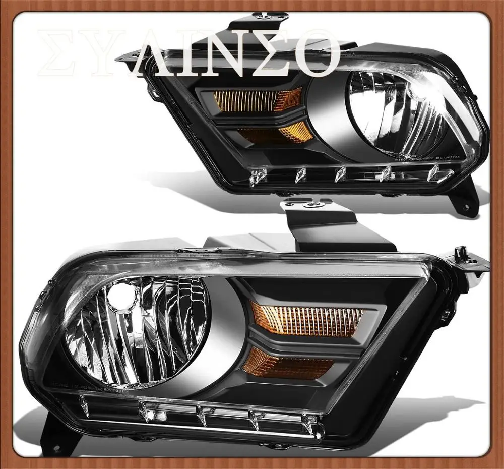

2PCS BLACK HL-OH-FM10-BK-AM For Ford 2010 2014 Mustang Headlights Headlamp Accessories