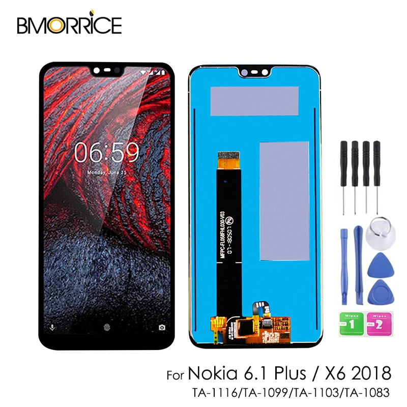 

5.8" For Nokia 6.1 Plus TA-1116 LCD Display Touch Screen Digitizer Assembly / X6 2018 TA-1099 TA-1103 TA-1083 LCD Replacement
